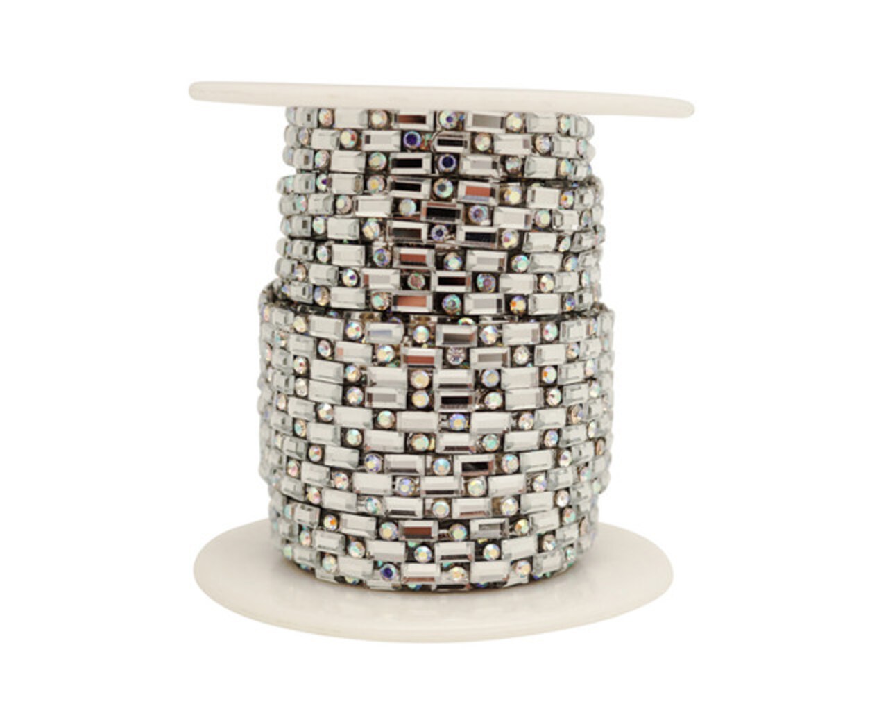 1/4" x 5 Yards Silver / AB Crystal Cluster Iron On Rhinestone Trim Pack of 1